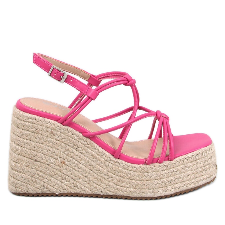 Pascai Sandales espadrilles compensées fuchsia rose
