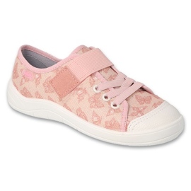 Chaussons enfant Befado avec velcro 351Y033, rose avec papillons Chaussons enfant Befado avec velcro 351Y033, rose avec papillons