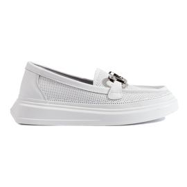 Goodin Mocassins femme blancs ajourés
