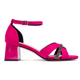 Goodin Sandales femme en daim fuchsia rose