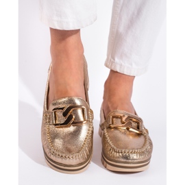 Goodin Mocassins plateforme femme dorés
