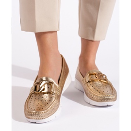 Goodin Mocassins femme dorés à boucle