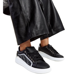 Baskets à plateforme noires à paillettes Fekete