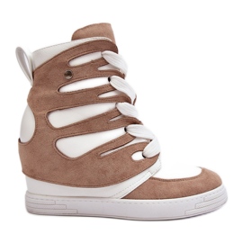 Bottines compensées en cuir beiges Amria