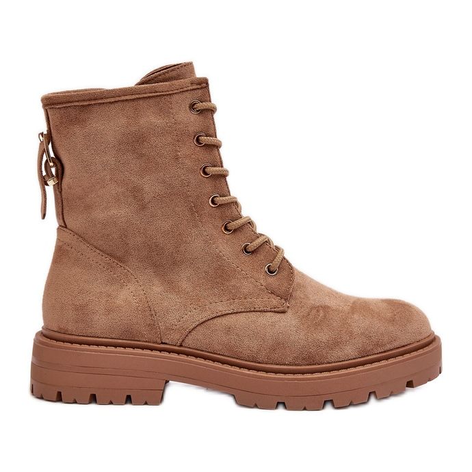 Bottes de travail avec fermeture éclair pour femmes, marron clair, Ninsuni brun