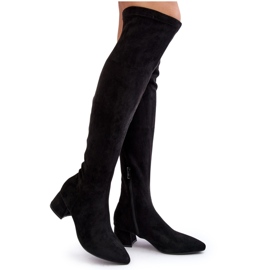 Cuissardes à talons bas pour femme Noir Maidna