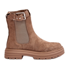 Bottines Chelsea en suède sur semelle massive, Beige Ozaro Bottines Chelsea en suède sur semelle massive, Beige Ozaro