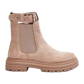 Bottines Chelsea en daim sur semelle massive, beige clair Ozaro