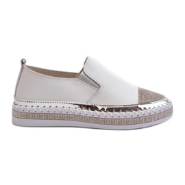 S.Barski Chaussures en cuir pour femmes sur la plateforme blanc D&amp;A LR370