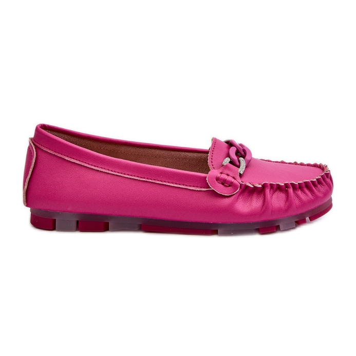 Mocassins Femme En Cuir Avec Décoration Fuchsia S.Barski LR339 rose