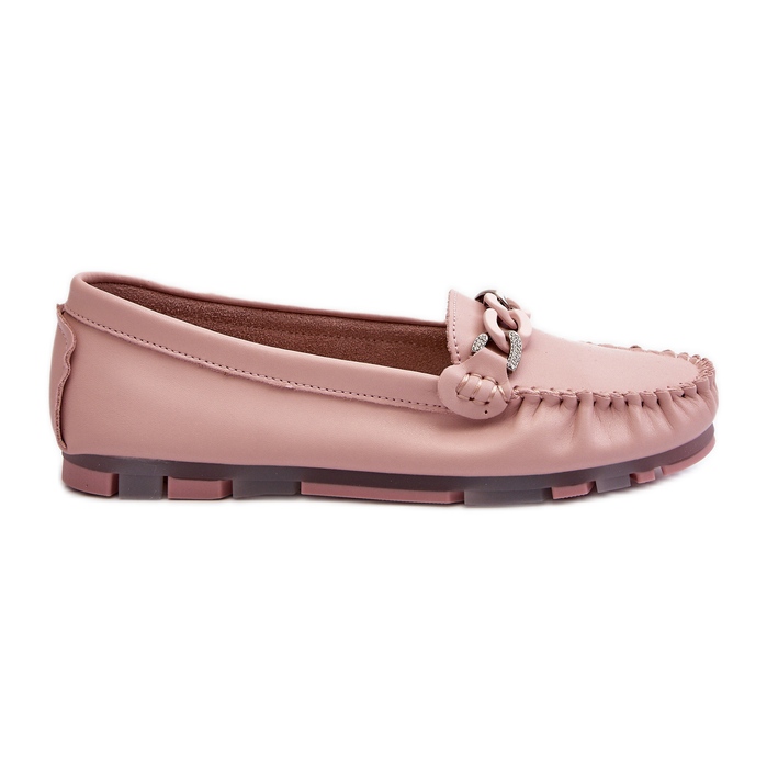 Mocassins Femme En Cuir Avec Décoration, Rose S.Barski LR339 Mocassins Femme En Cuir Avec Décoration, Rose S.Barski LR339