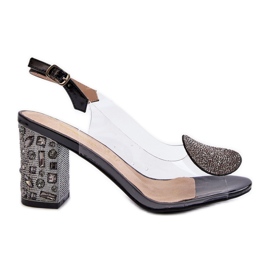 S.Barski Sandales Transparentes Sur Talon Haut Noir D&amp;A MR38-812