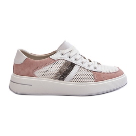 S.Barski D&amp;A Baskets en Cuir pour Femme LR110 Blanc et Rose