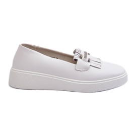 Mocassins Légers En Cuir Pour Femme Sur Plateforme Blanc S.Barski LR590