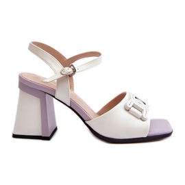S.Barski Sandales élégantes à talons hauts avec décoration, blanc D&amp;A MR38-156