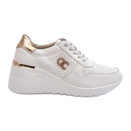 S.Barski Baskets compensées en cuir pour femme blanches D&amp;A LR810