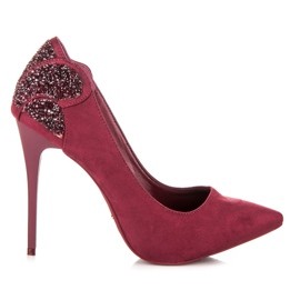 Vices Talons bordeaux avec cristaux rouge