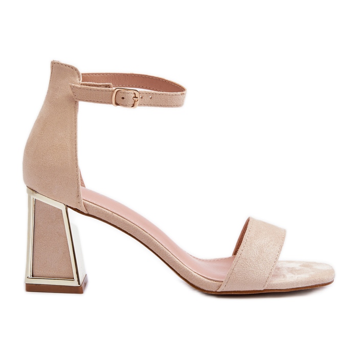 Sandales en daim sur talon haut Beige Pholia