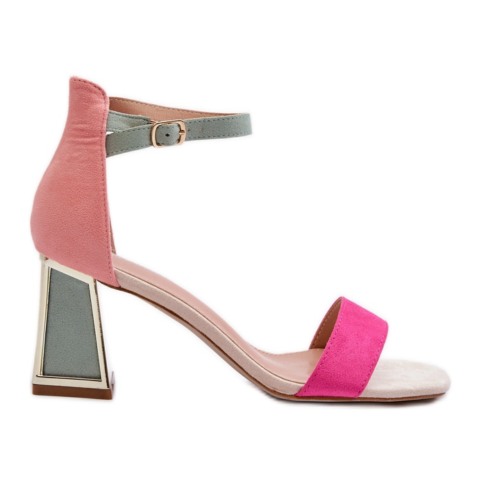 Sandales à talon haut Pholia en daim fuchsia multicolore