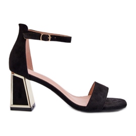 Sandales Pholia en daim noir sur talon haut