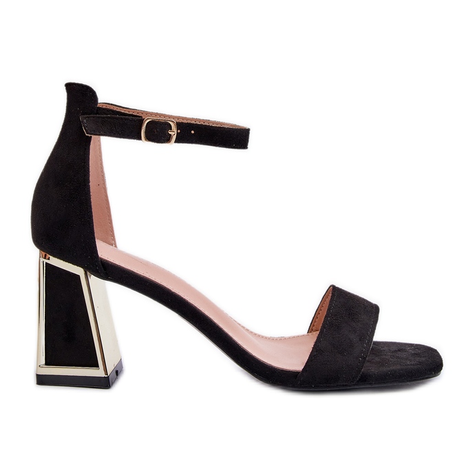 Sandales Pholia en daim noir sur talon haut le noir