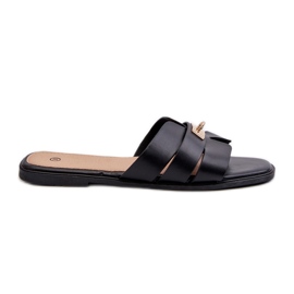 Tongs plates avec décoration pour femme, noir Kavinia le noir
