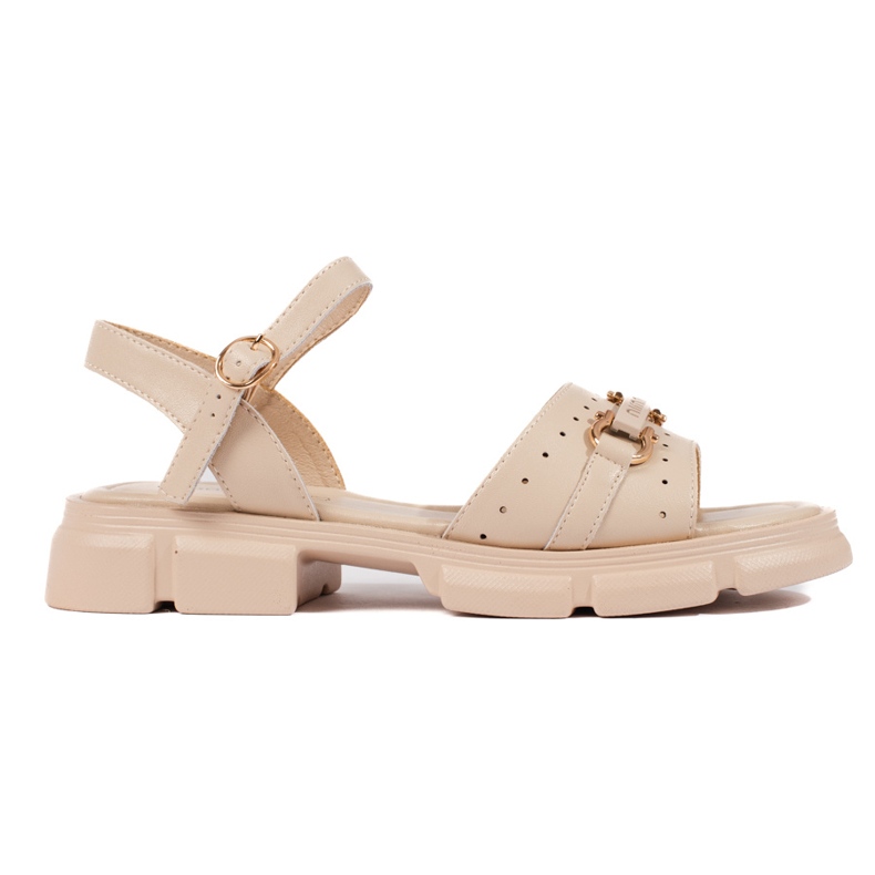 Goodin Sandales femme en cuir beige