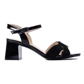 Goodin Sandales à talons pour femme vernies noires le noir