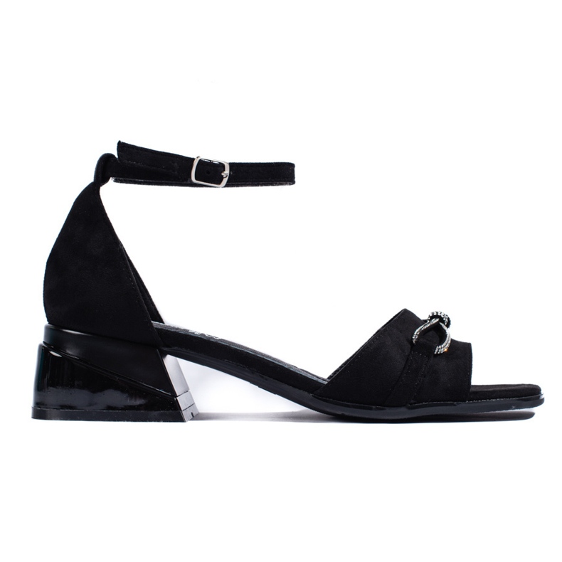 Goodin Sandales en daim noir à talons bas le noir