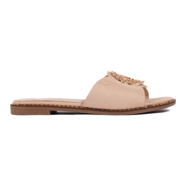 Goodin Chaussons femme en daim beige