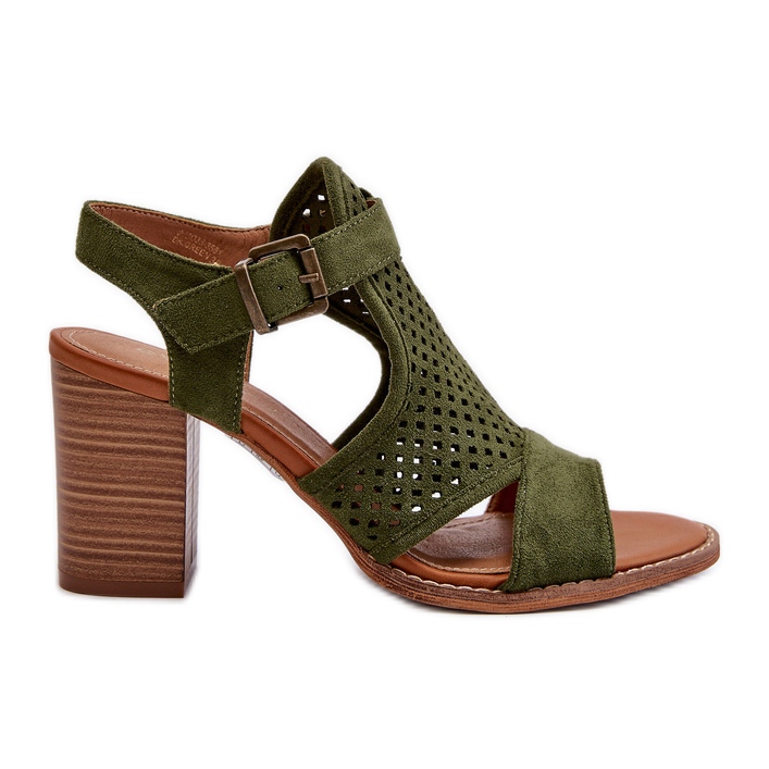 Sandales ajourées à talon haut vert foncé Hey Lover