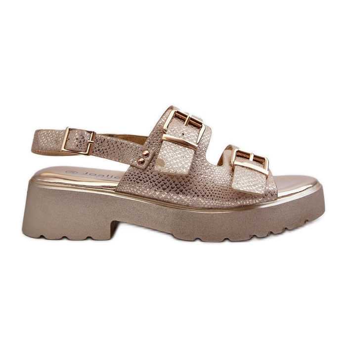 Sandales Femme Avec Boucles Cuir Eco Doré Konantia d'or