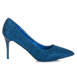 Qinba Escarpins à paillettes bleu