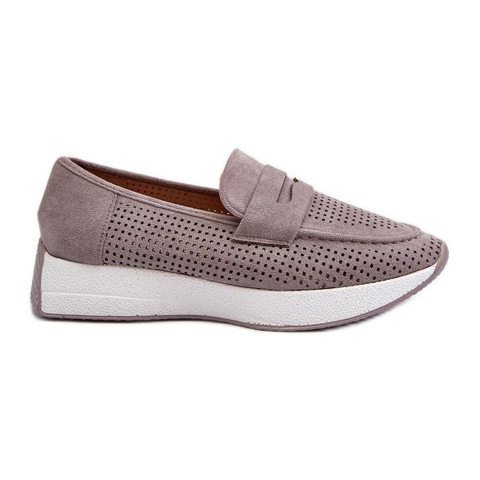 Mocassins Plateforme Femme Eco Daim Gris Inesqua
