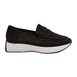 Mocassins Femme Sur La Plateforme Eco Daim Noir Inesqua le noir