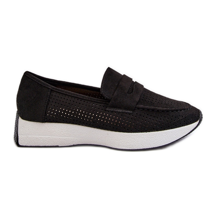 Mocassins Femme Sur La Plateforme Eco Daim Noir Inesqua le noir