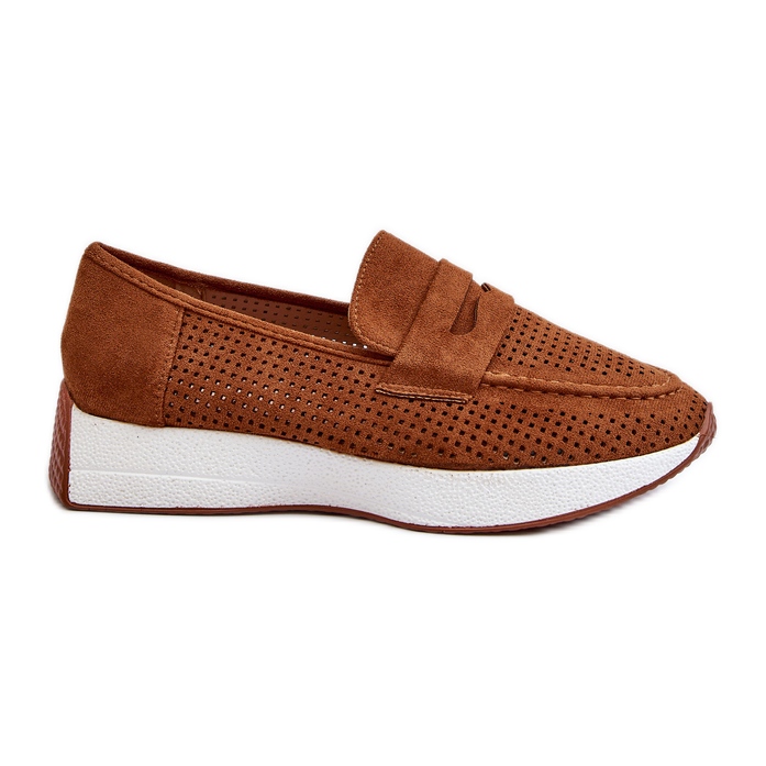 Mocassins Inesqua en daim écologique pour femmes sur la plateforme brun