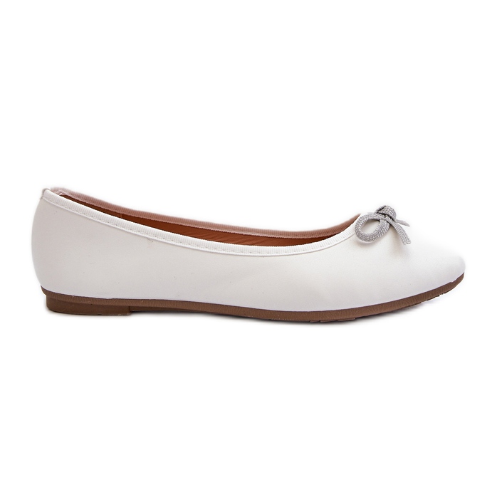 Ballerines en cuir écologique avec nœud, sandelal blanc blanche