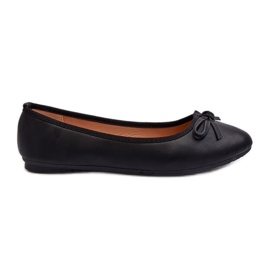 Ballerines en cuir écologique avec nœud, sandelal noir le noir