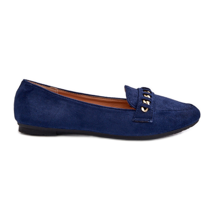 Mocassins brillants pour femmes avec chaîne, bleu marine Aredilla