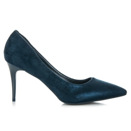 Qinba Talons hauts en daim bleu marin multicolore