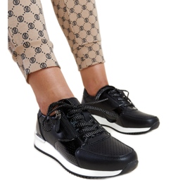 Baskets en cuir noir avec empiècement en métal Rida