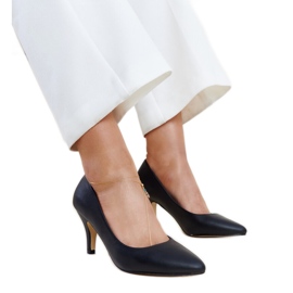 Talons hauts noirs avec empiècement en cuir Hafa