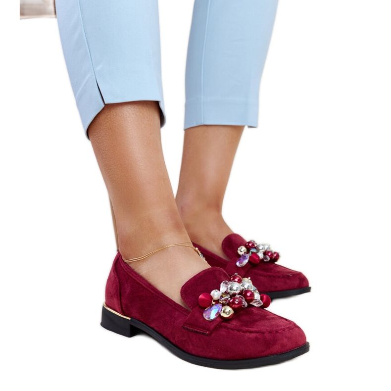 Mocassins bordeaux à décors Dahera rouge