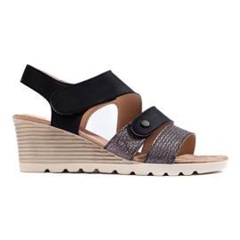 Sandales compensées velcro femme le noir