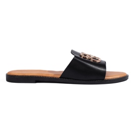 Claquettes plates femme noires
