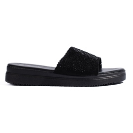Tongs plateforme femme noires
