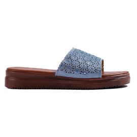 Tongs plateforme femme bleues