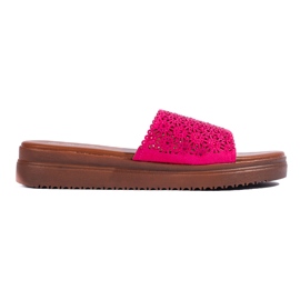 Claquettes plateforme femme fuchsia rose