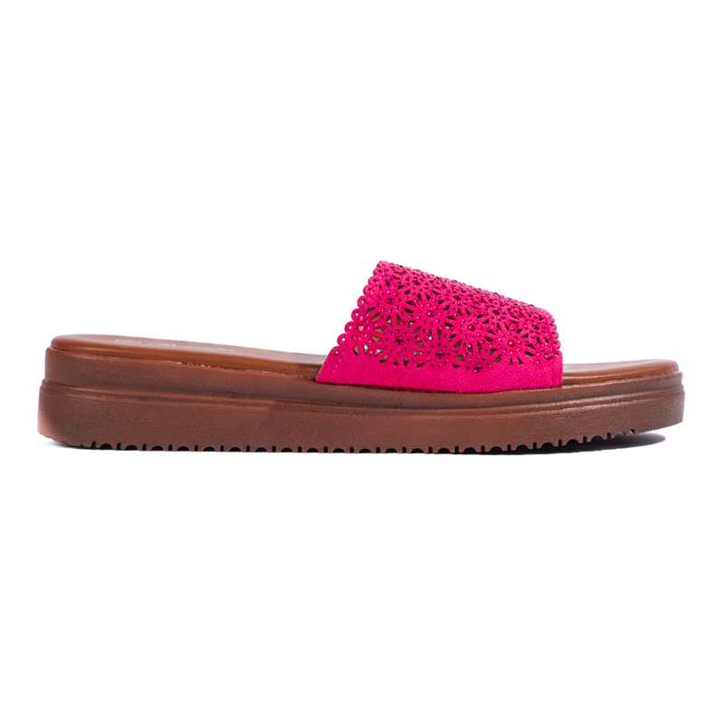 Claquettes plateforme femme fuchsia rose